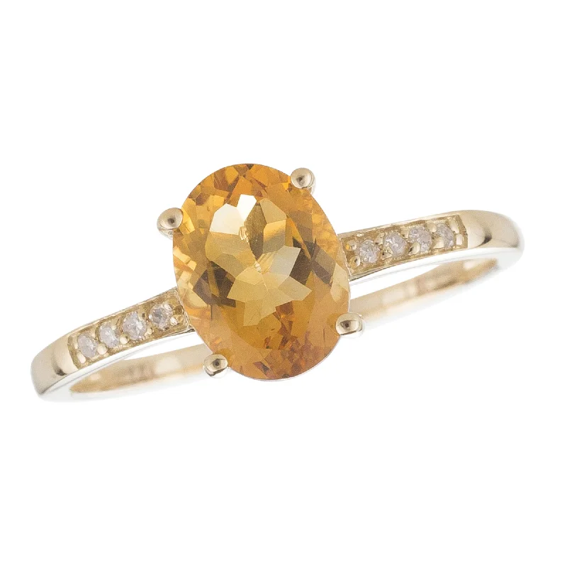 14K Yellow Gold 1.22ctw Oval Citrine & Diamond Ring