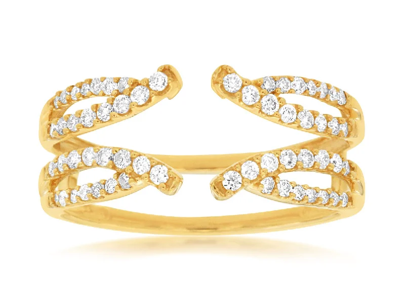 14K Yellow Gold Diamond Ring Guard