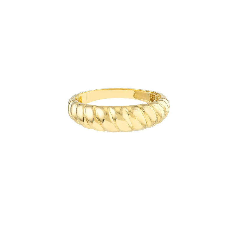 14K Yellow Gold Domed Croissant Ring