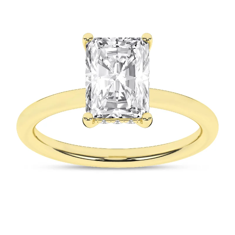 14K Yellow Gold Lab Grown 2.10ctw Radiant Diamond Hidden Halo Engagement Ring