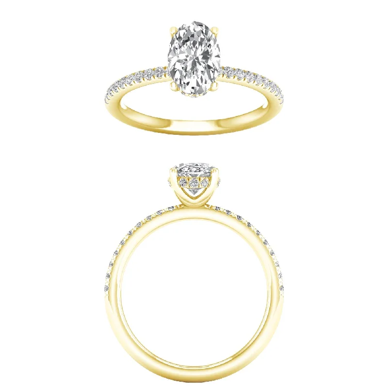 14K Yellow Gold Lab Grown 2.30ctw Oval Diamond Engagement Ring