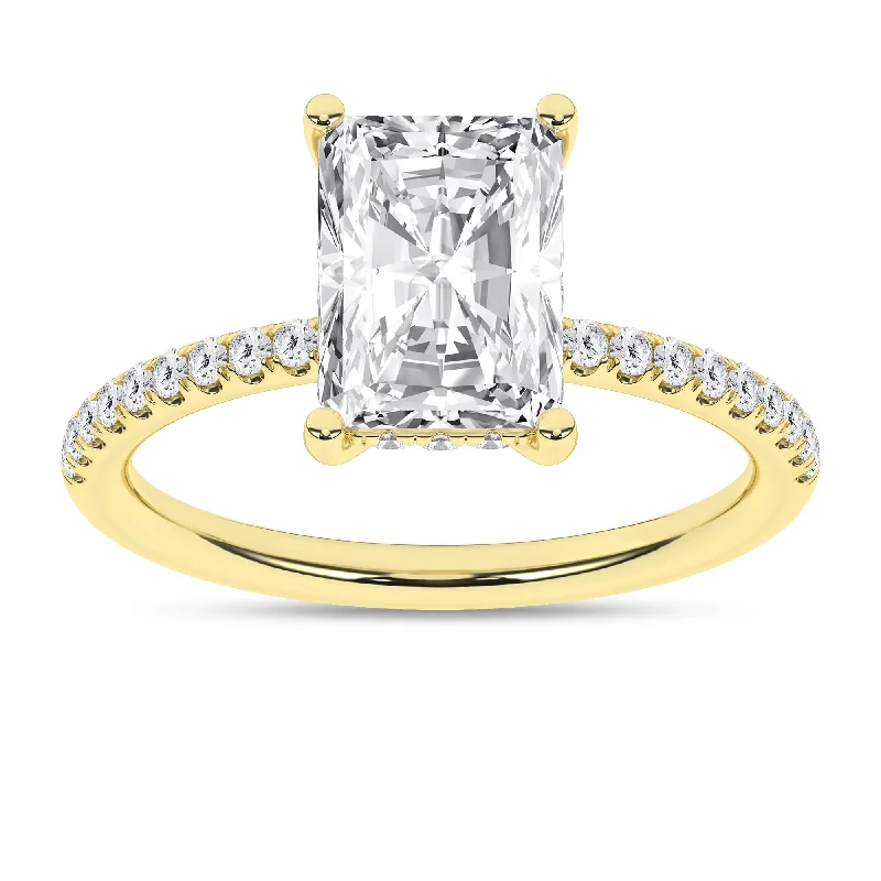 14K White Gold Lab Grown 2.77ctw Radiant Diamond Engagement Ring