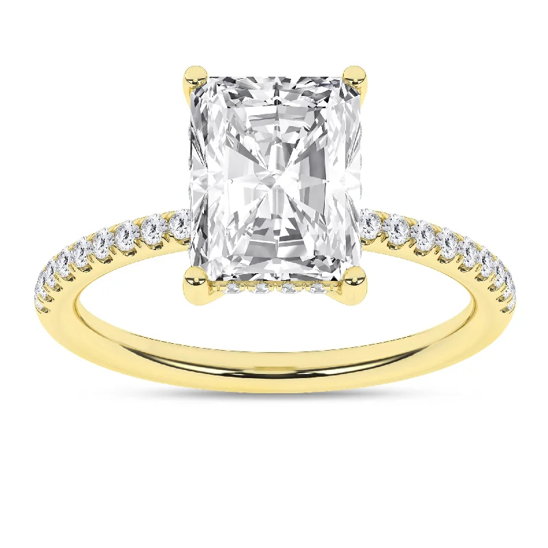 14K Yellow Gold Lab Grown 3.32ctw Radiant Diamond Engagement Ring