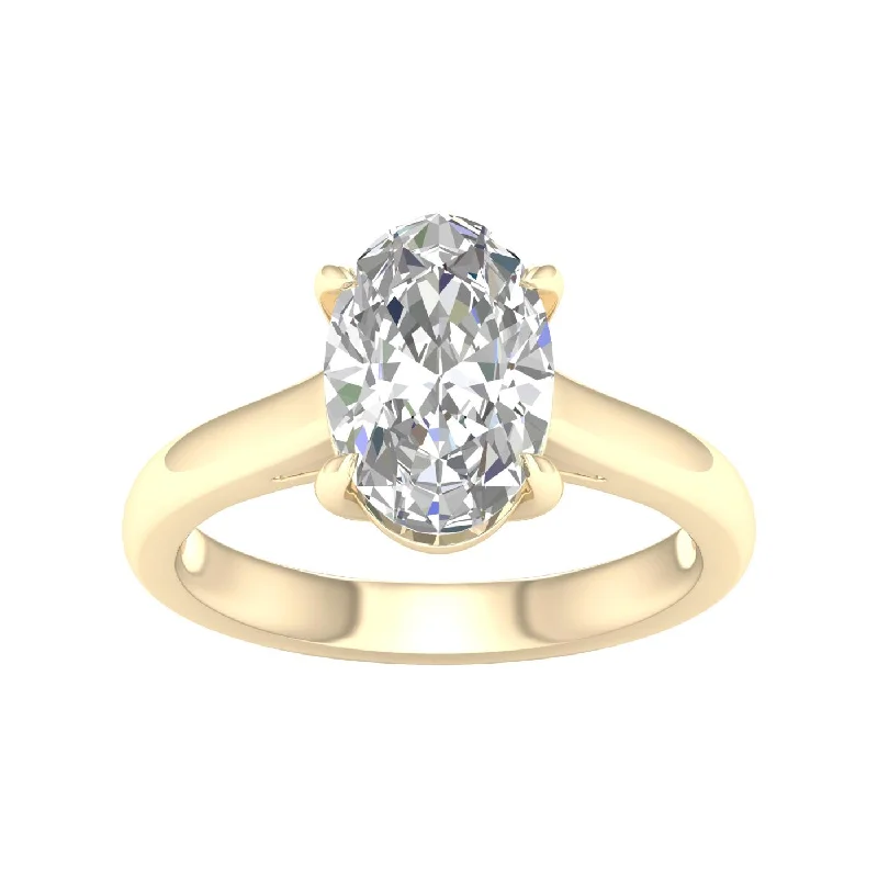 14K Yellow Gold Lab Grown 3ct Oval Diamond Engagement Ring