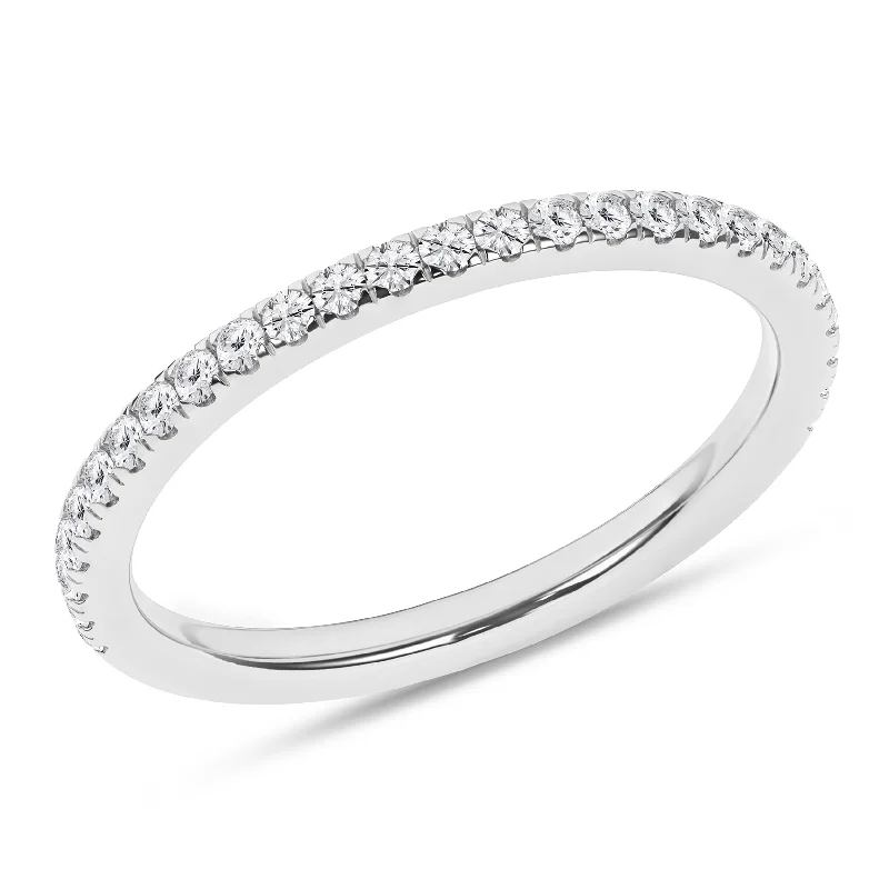 14K White Gold Lab Grown Pave Diamond Band