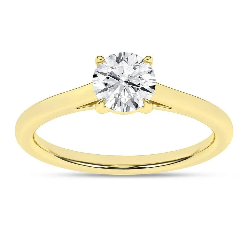 14K Yellow Gold Lab Grown Round Brilliant Cut Diamond Engagement Ringt