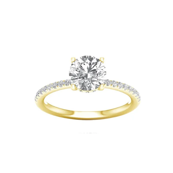 14K Yellow Gold Lab Grown 2.25CTW Round Diamond Engagement Ring with Hidden Halo