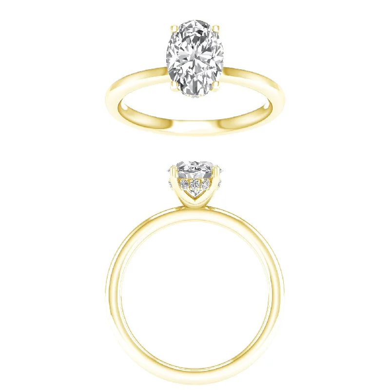 14K Yellow Gold Lab Grown Round Diamond Halo Engagement Ring