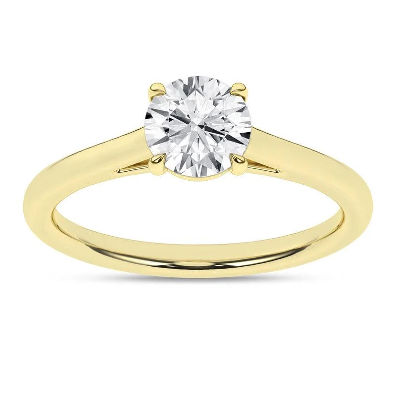 14K Yellow Gold Lab Grown Round Solitaire Engagement Ring