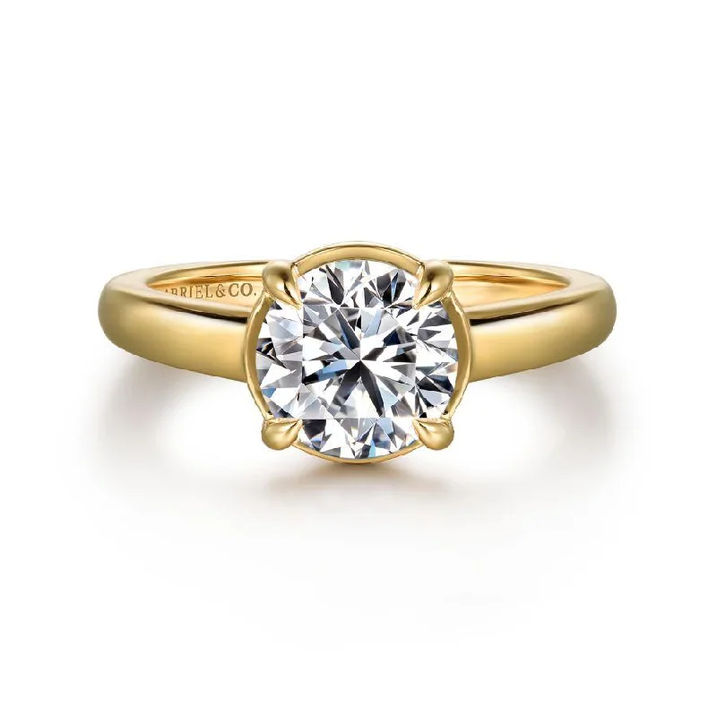 14K Yellow Gold Round Diamond Engagement Ring