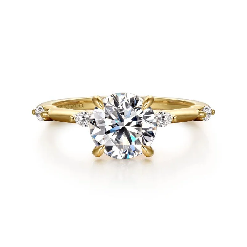 14K Yellow Gold Round Diamond Engagement Ring