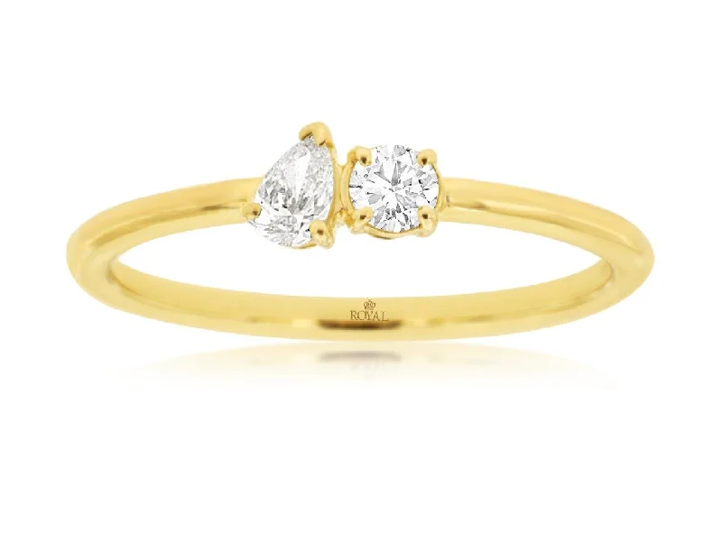 14K Yellow Gold Toi et Moi Diamond Ring