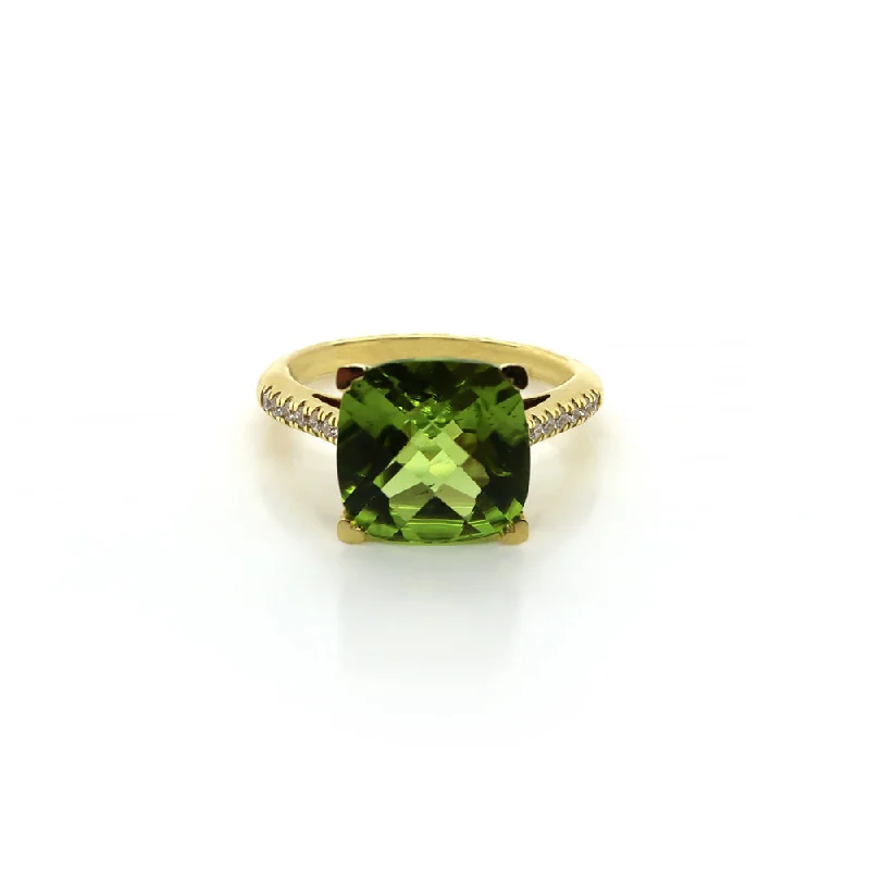 Peridot Cushion Ring