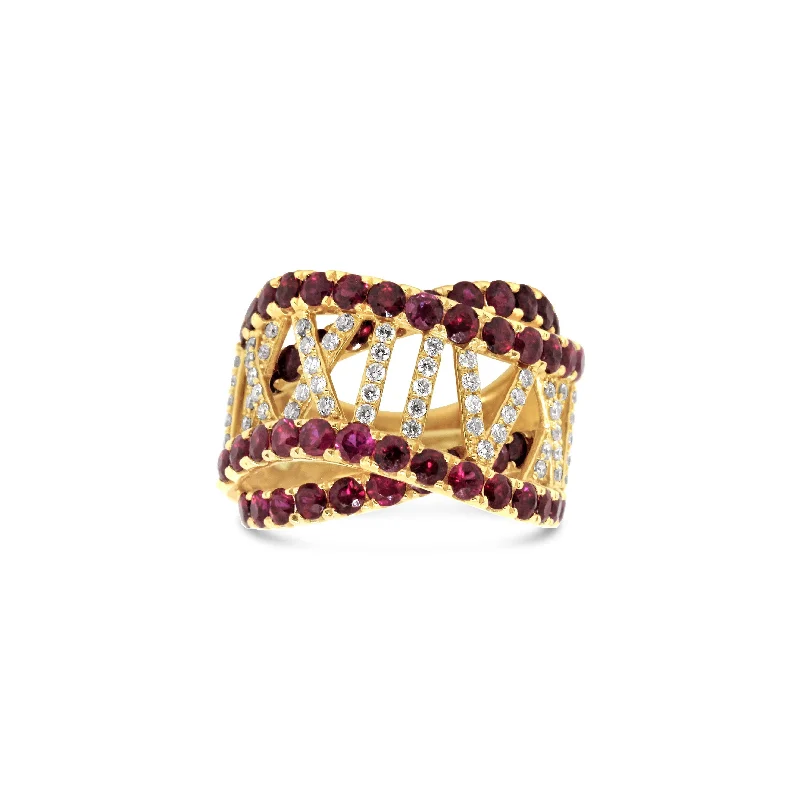 18KT ROSE GOLD RUBY AND DIAMOND FASHION RING