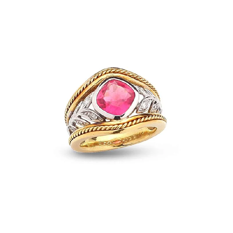 18KT YELLOW GOLD SIEDENGANG PINK TOURMALINE RING