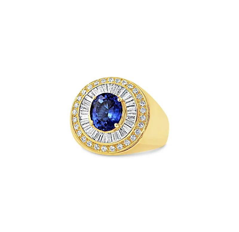 18KT YELLOW GOLD TANZANITE DIAMOND RING