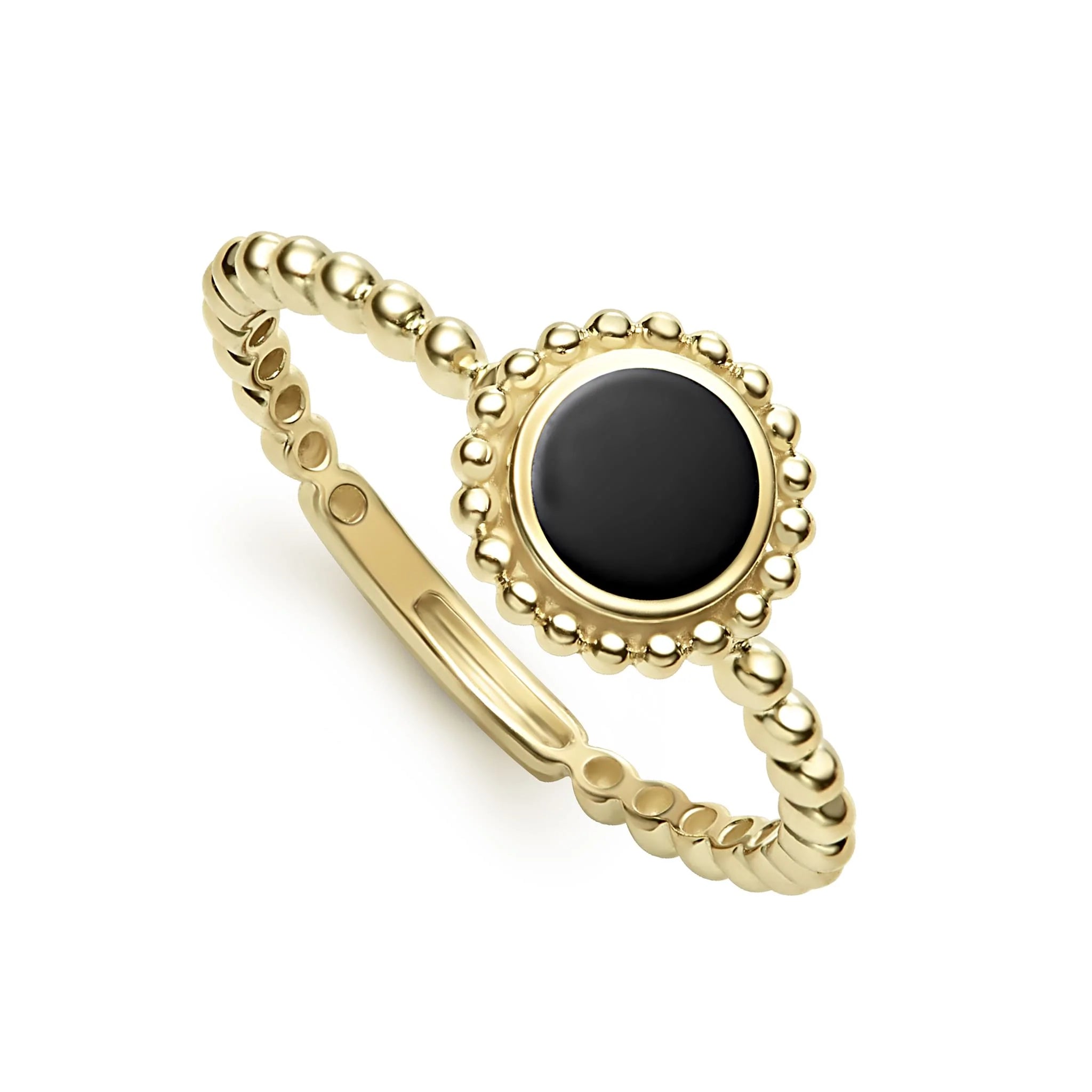 18Y COVET ONYX 9MM ROUND STACK RING SZ 7