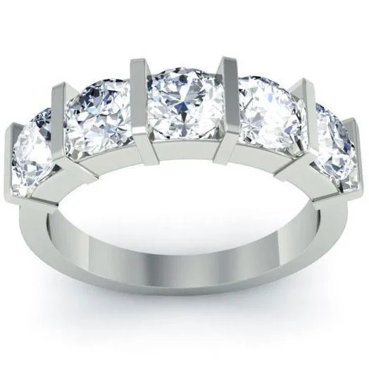 2.50cttw Bar Set Round Lab Grown Diamond Five Stone Ring