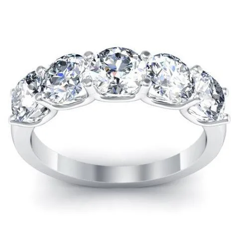 2.50cttw U Prong Round Diamond Five Stone Ring