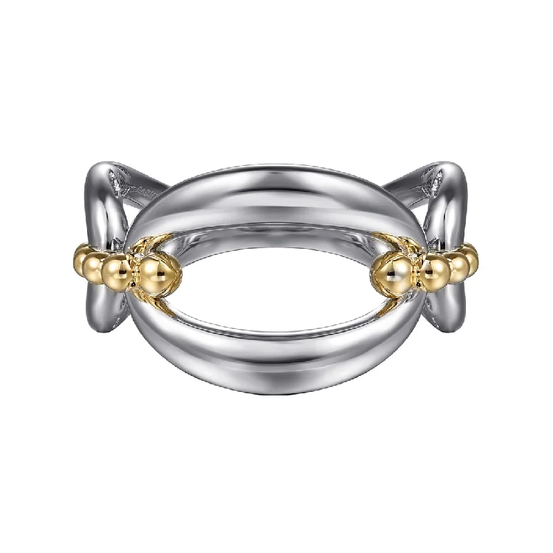 925 Sterling Silver and 14K Yellow Gold Bujukan Link Ring