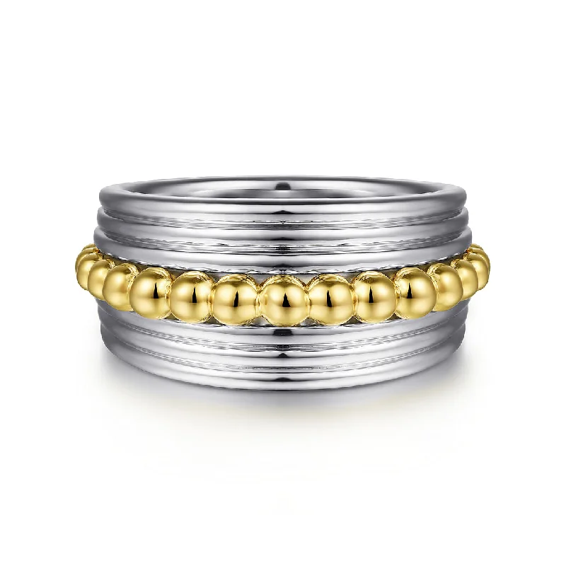 925 Sterling Silver and 14K Yellow Gold Bujukan Wide Band Ring