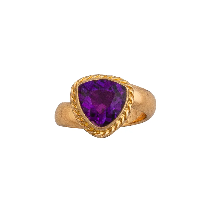 Alchemia Amethyst Trillion Rope Adjustable Ring