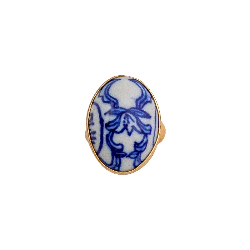 Alchemia Azure Porcelain Adjustable Ring