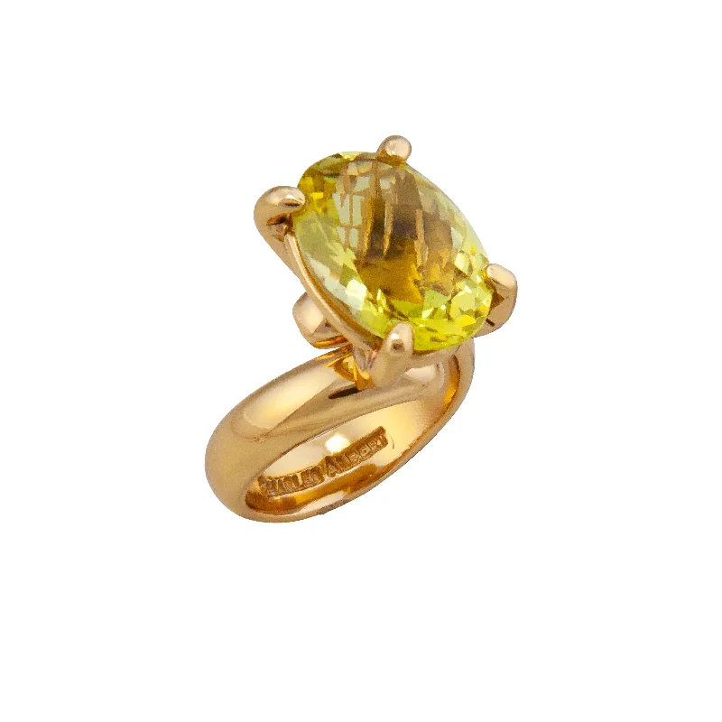 Alchemia Lemon Citrine Oval Prong Set Adjustable Ring