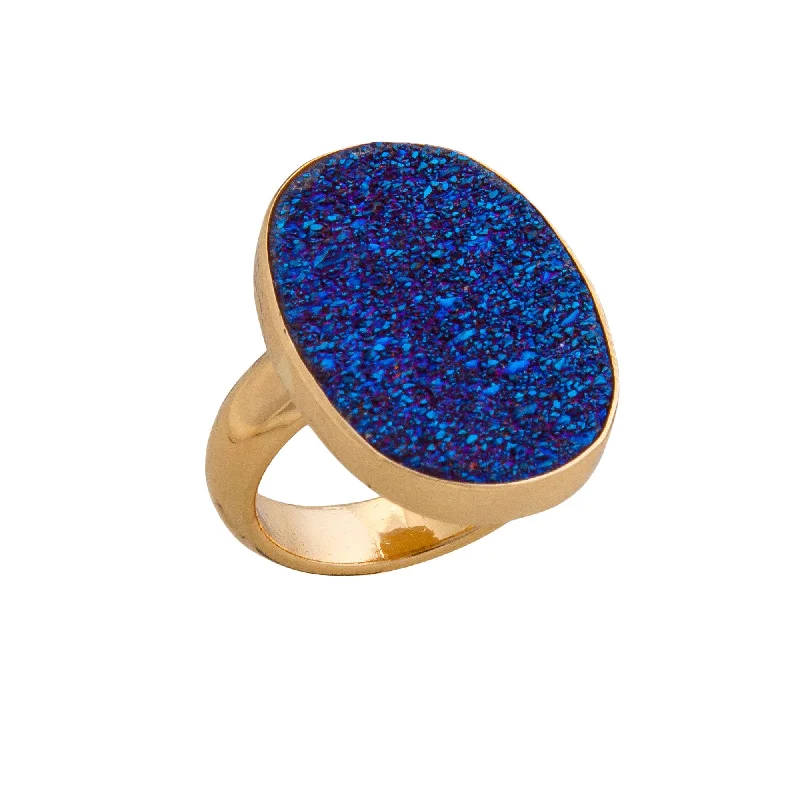 Alchemia Cobalt Blue Druzy Adjustable Ring