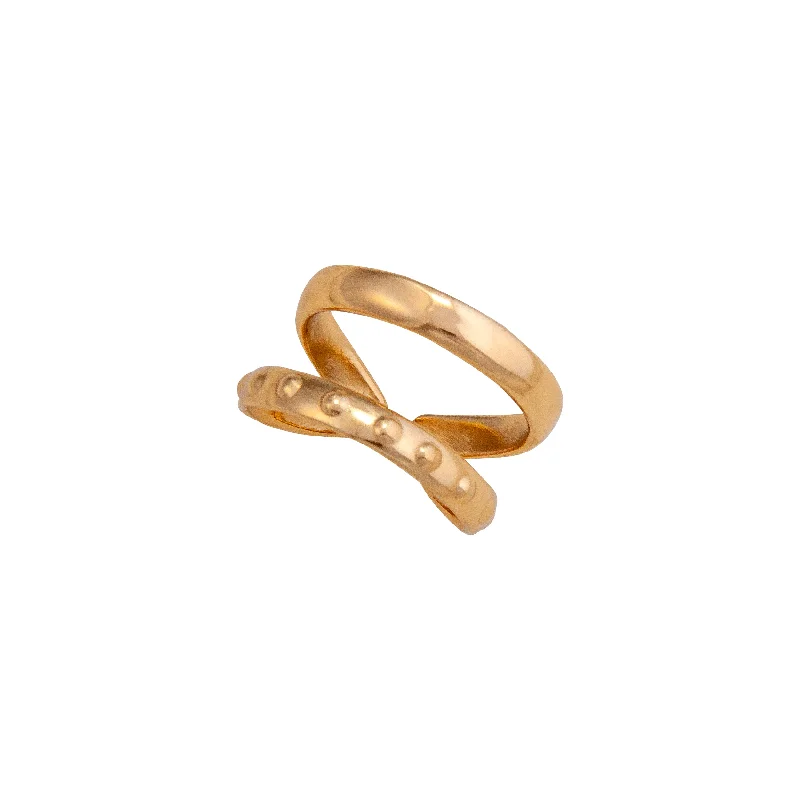 Alchemia Double Band with Detailed Dot Cuff Ring