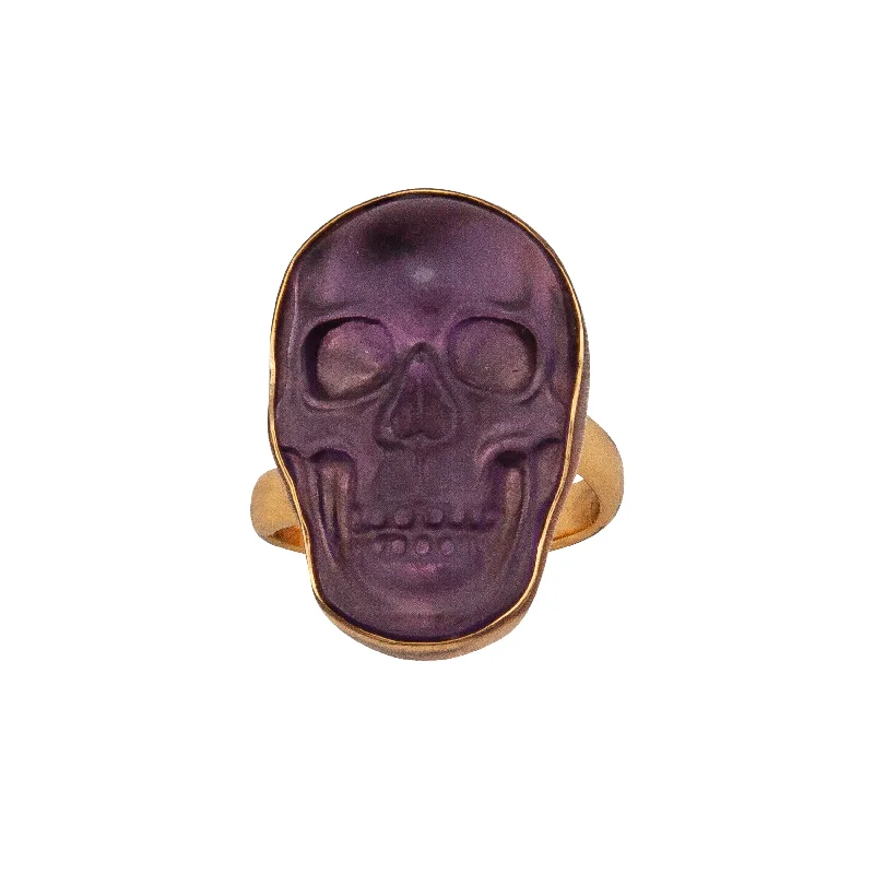 Alchemia Amethyst Extra Small Skull Adjustable Ring