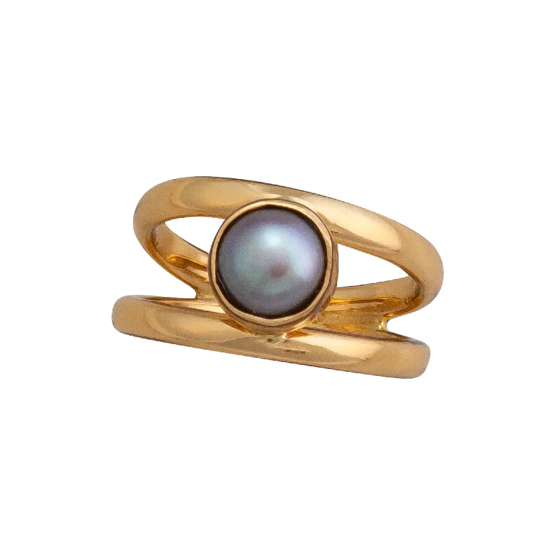 Alchemia Gray Pearl Double Band Cuff Ring