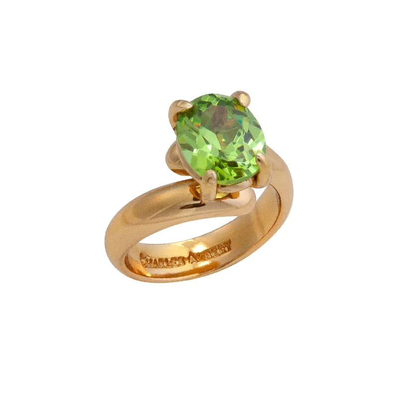 Alchemia Lab Created Peridot Oval Prong Set Adjustable Ring