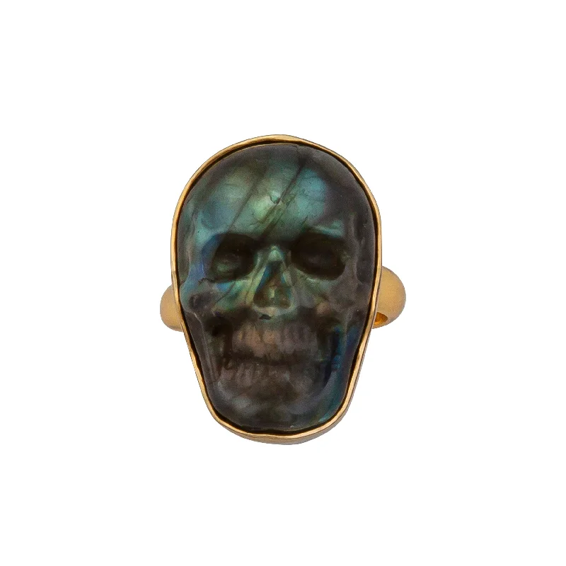 Alchemia Labradorite Skull Adjustable Ring - Extra Small