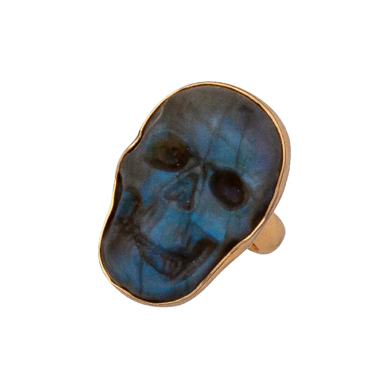 Alchemia Labradorite Skull Adjustable Ring - Small