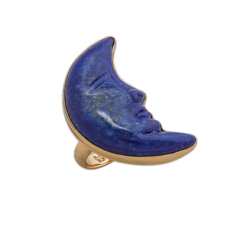 Alchemia Lapis Lazuli Crescent Moon Adjustable Ring