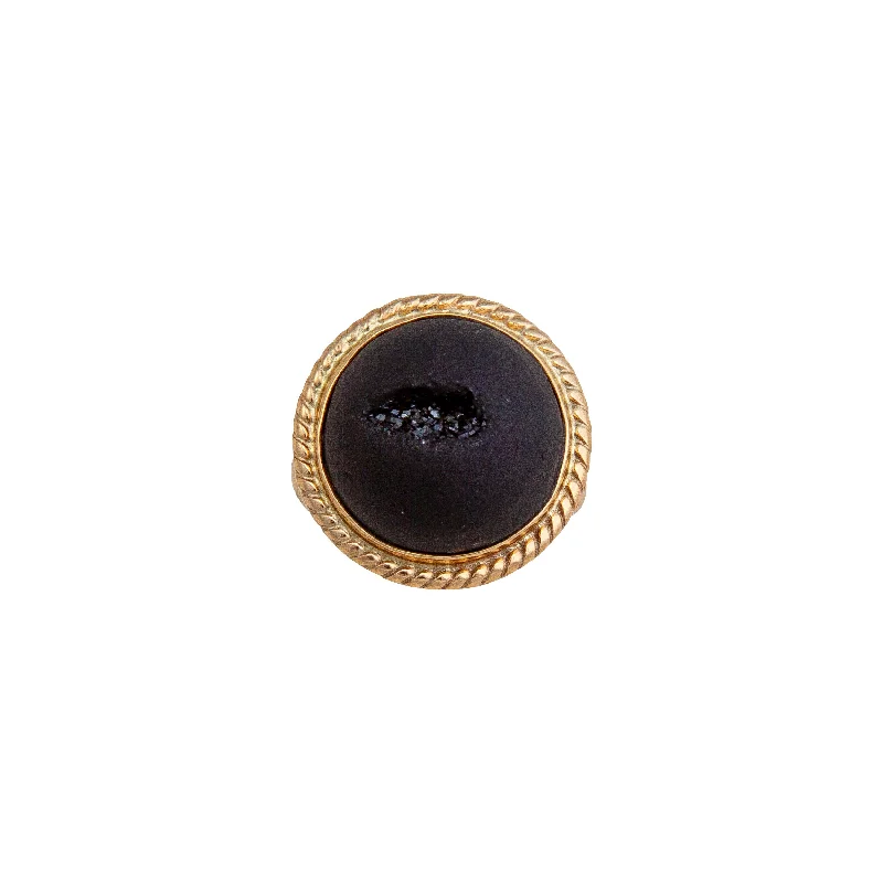 Alchemia Matte Black Druzy Adjustable Ring