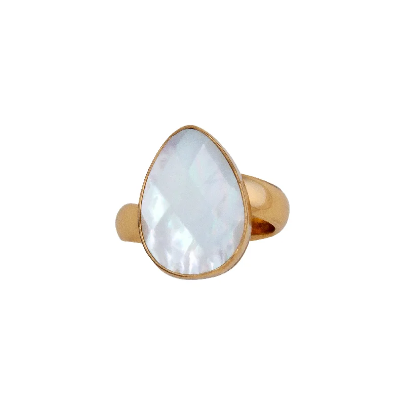 Alchemia Mother of Pearl Teardrop Adjustable Ring