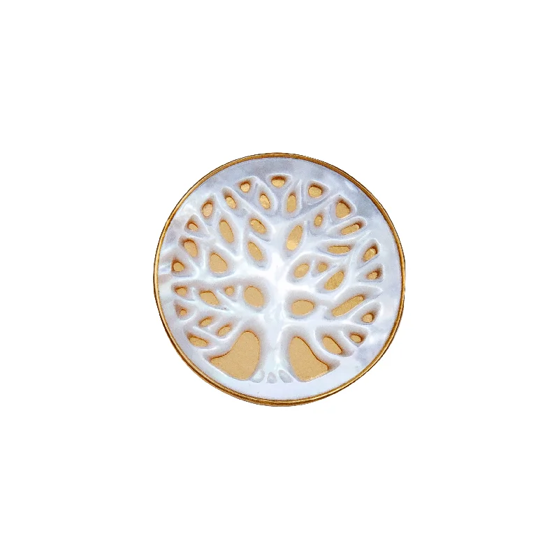 Alchemia Mother of Pearl Tree of Life High Polish Adjustable Ring