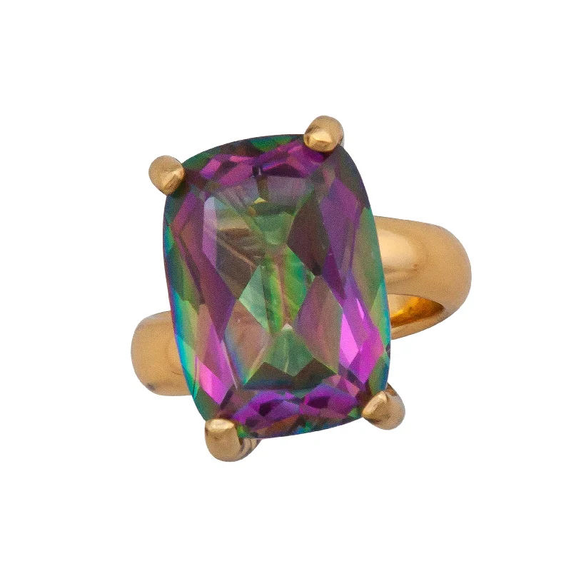 Alchemia Rainbow Mystic Quartz Prong Set Adjustable Ring