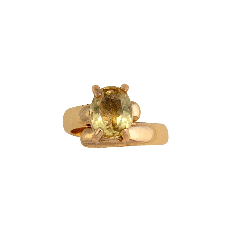 Alchemia Oval Citrine Prong Set Adjustable Ring