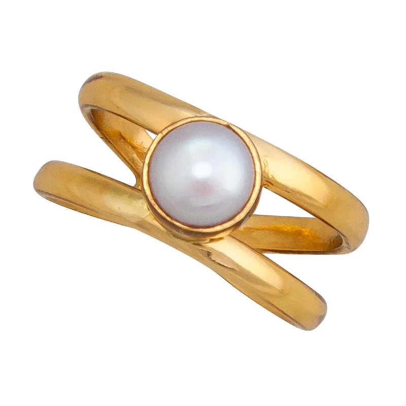 Alchemia Pearl Double Band Cuff Ring