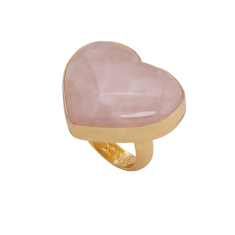 Sweetheart Alchemia Rose Quartz Heart Adjustable Ring