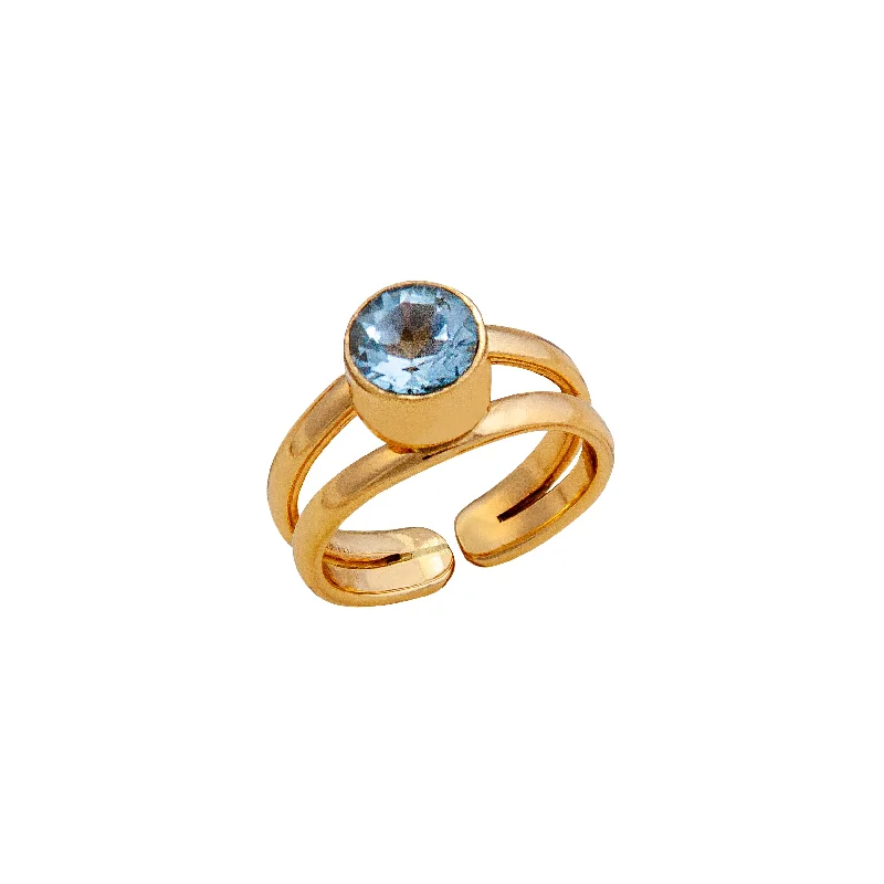 Alchemia Round Blue Topaz Cuff Ring