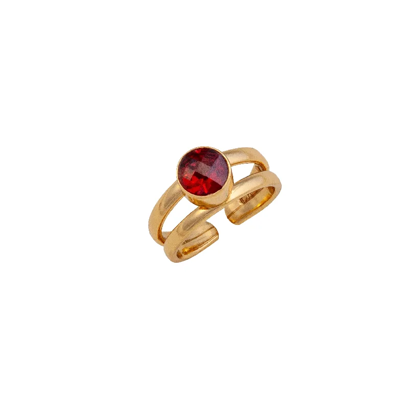 Alchemia Round Garnet Cuff Ring