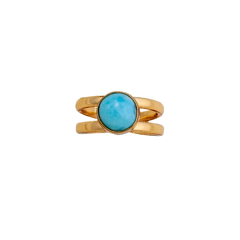 Alchemia Round Larimar Double Band Cuff Ring