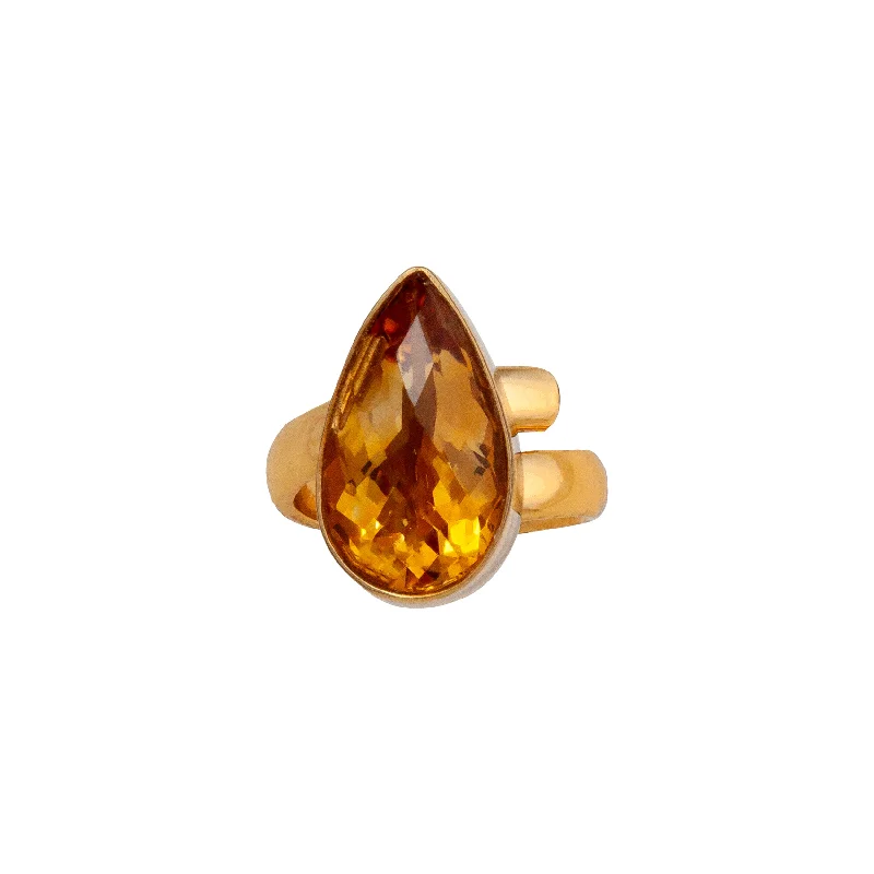 Alchemia Citrine Teardrop Adjustable Ring