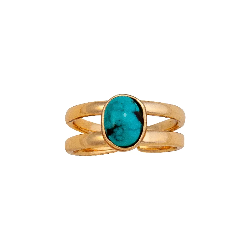 Alchemia Turquoise Double Band Cuff Ring