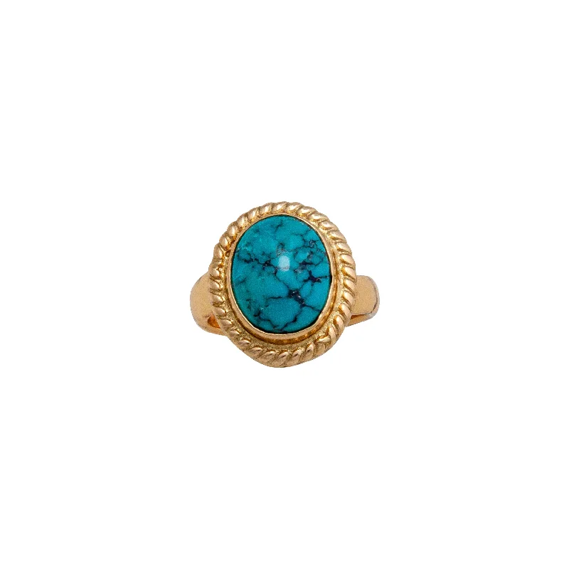 Alchemia Turquoise Oval Rope Adjustable Ring