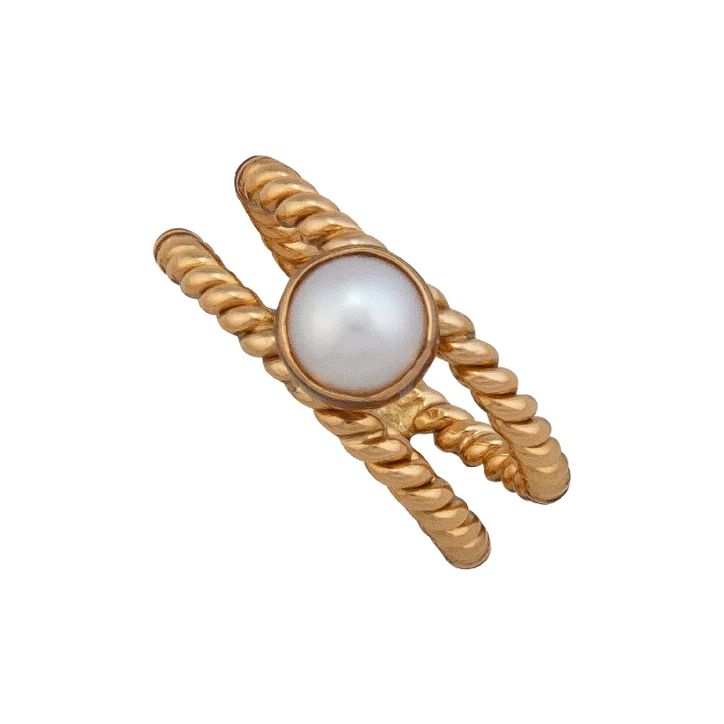 Alchemia White Pearl Rope Double Band Cuff Ring